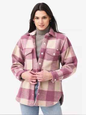 Lord & Taylor Oversized Plaid Shacket Jacket Button Down Flannel Shirt